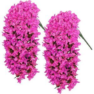 2Pcs UV Resistant Artificial Flowers for Outdoors, Realistic Faux Silk